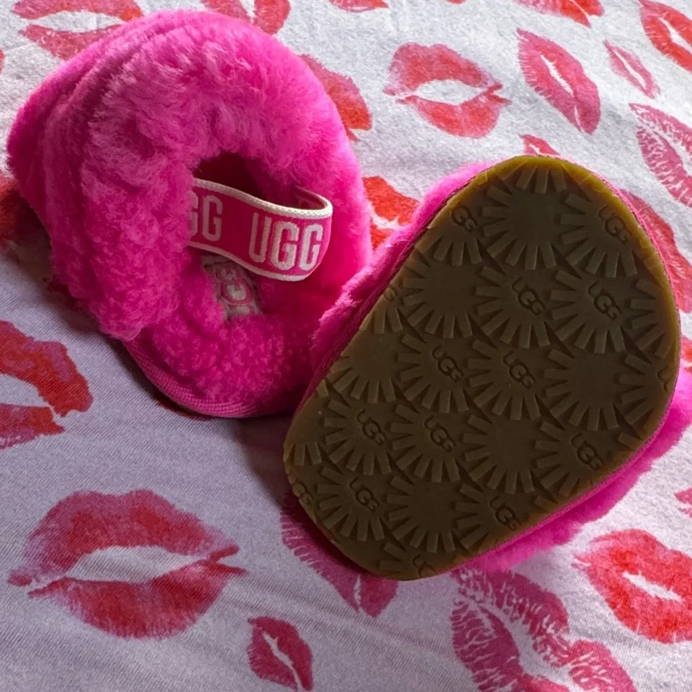 UGG Hot Pink Fluff Slide Sandals